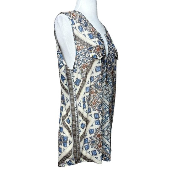 Eden & Olivia Tunic Tank Size large Blue Brown Sheer Size Large - Picture 4 of 8